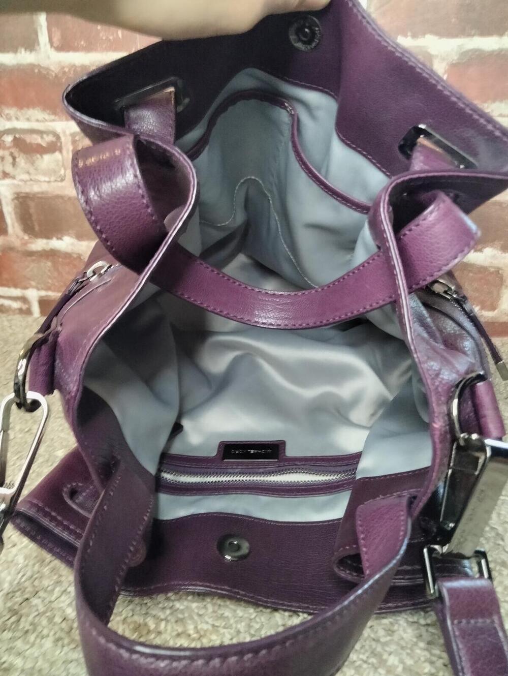 Michael Kors Darrington Shoulder Bag Large Leather Tote Plum - Picture 9 of 9